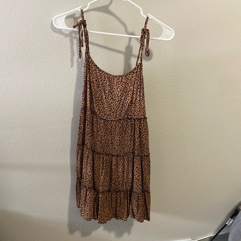 Leopard tiered dress with straps